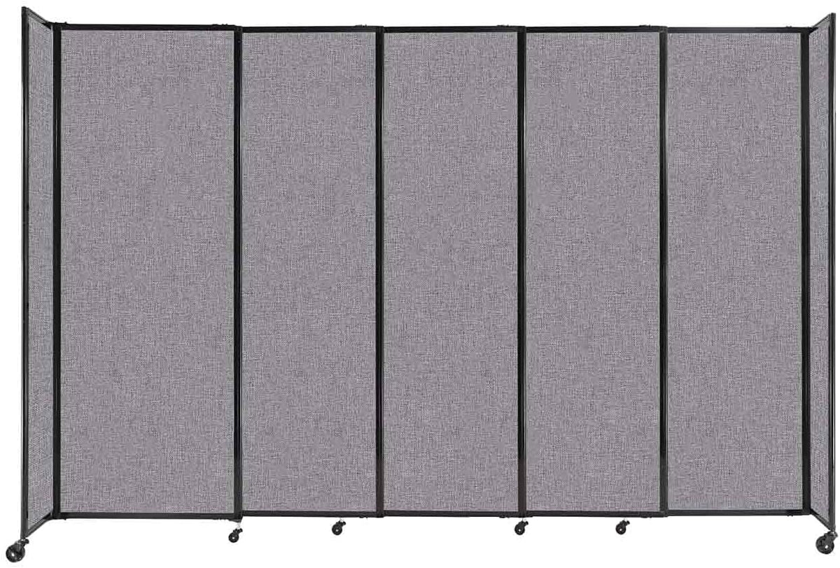 Versare Straightwall Sliding Portable Wall Partition | Freestanding Office Dividers | Locking Wheels | Temporary Room Separator | 11'3'' Wide x 7'6'' Tall Cloud Gray Fabric Panels