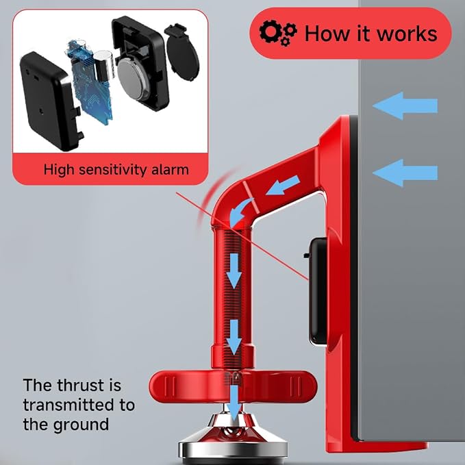 Portable Alarm Door Stopper for Additional Safety in Hotel, Apartment and