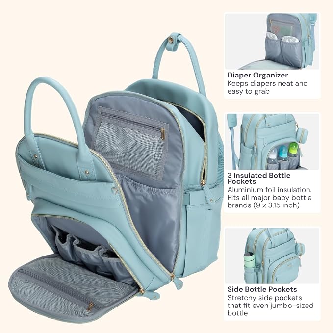 BabbleRoo Leather Diaper Bag Backpack