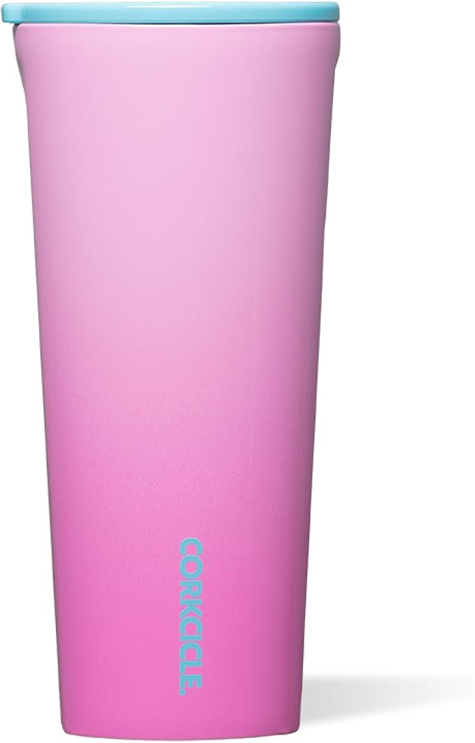 Corkcicle Classic Tumbler - Keeps Drinks Cold 9 Plus Hours - Triple Insulated Stainless Steel Drink Tumbler - Sliding Lid - Summer Drinkware Gift - Keeps Drinks Ice Cold - 24 oz - Pink Pop