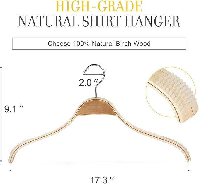 TOPIA HANGER Slim Natural Wood Hangers