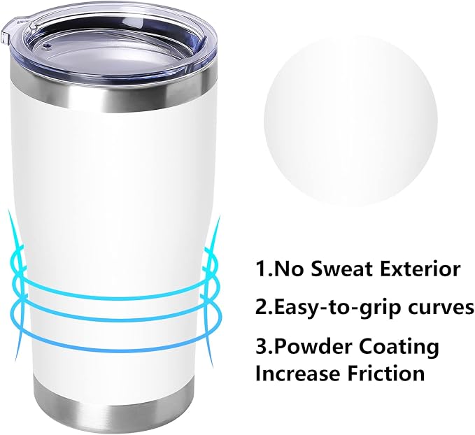 DOMICARE 20oz Tumbler with Lid Stainless Steel Tumblers Bulk, Double Wall