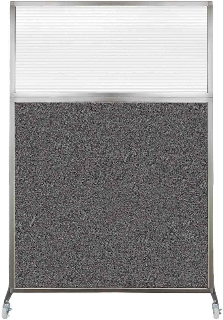 Versare Hush Screen Portable Room Divider with Wheels | Workstation Wall Divider | Freestanding Privacy Hush Panels | Clear Fluted Windows | Fabric Office Divider Screen | Great for Room Separation
