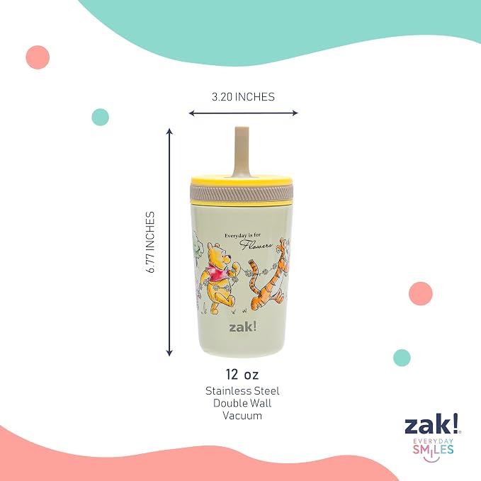 Zak Designs Bluey Kelso Toddler Cups For Travel or At Home, 12oz Vacuum Insulated Stainless Steel Sippy Cup With Leak-Proof Design is Perfect For Kids (Bluey, Bingo, Grandad Mort)