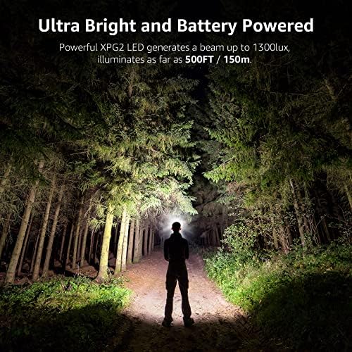 Lepro Headlamp Battery Powered Waterproof LED Headlight 2 Pack - Black