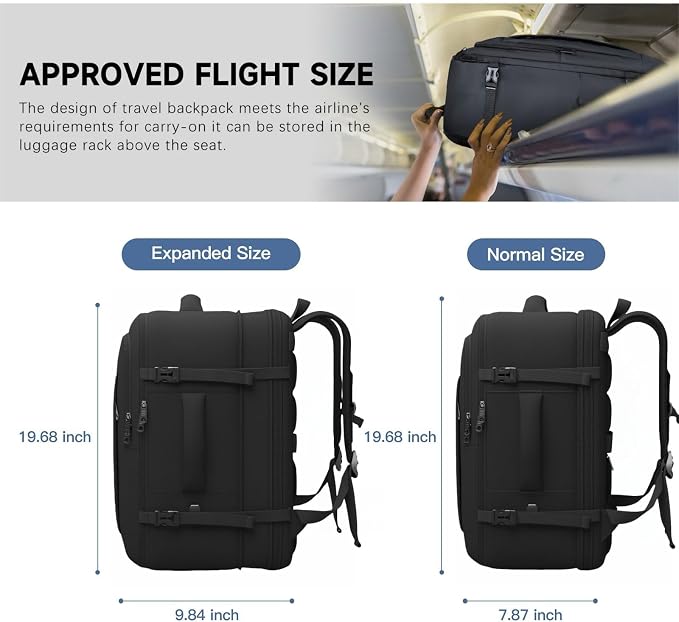 Carry On Backpack, 50L Travel Backpack, Luggage Backpack TSA Flight Approved