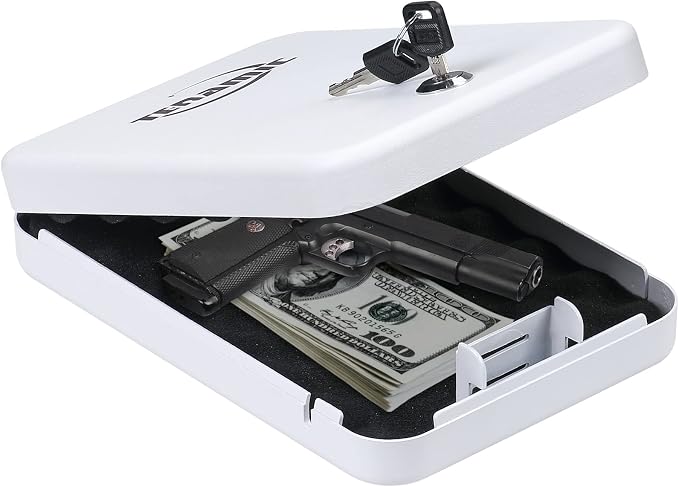 Tenamic Pistol Safe, Portable Travel Gun Safe, Solid Steel Handgun Lock Box
