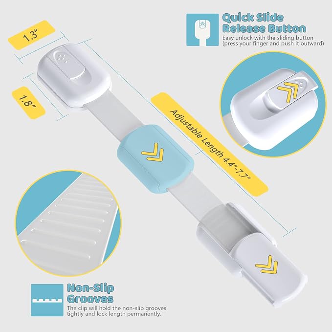 4our Kiddies 10 Pack Baby Proof Cabinet Latches, Childproof Drawer Latches