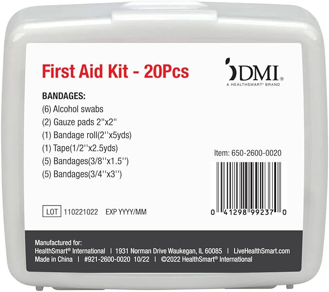 DMI First-Aid Kit, Mini 20-Piece Kit, Small and Compact All-Purpose Use