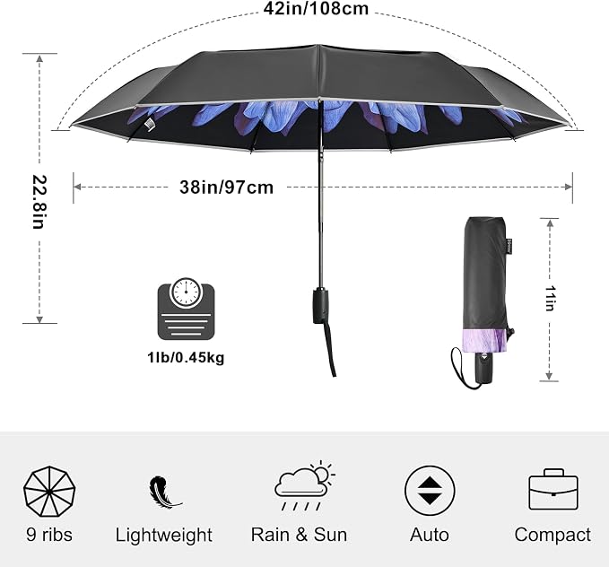 G4Free 42 Inch Eco Windproof Folding Umbrella