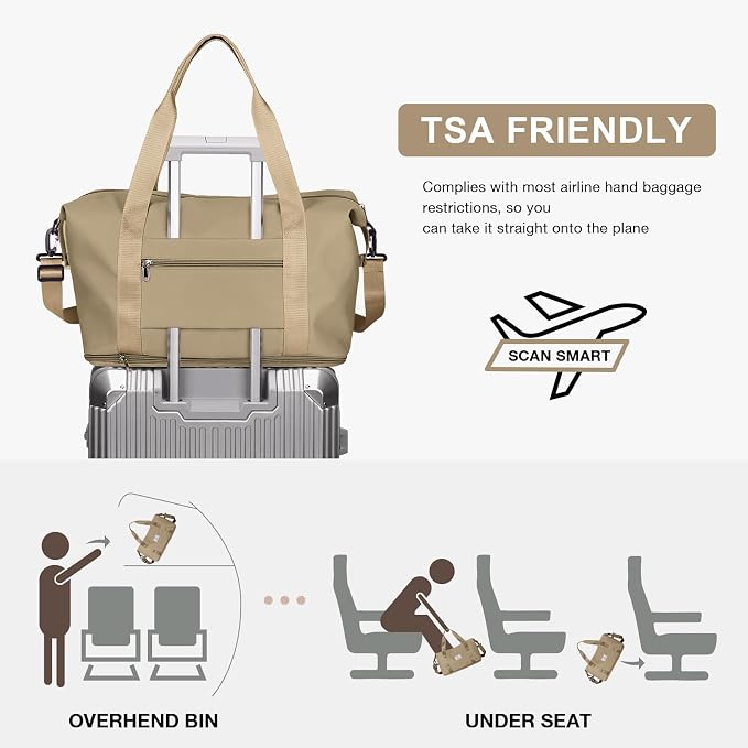 Travel Duffel Bag, Sports Tote Gym Bag, Shoulder Weekender Overnight Bag