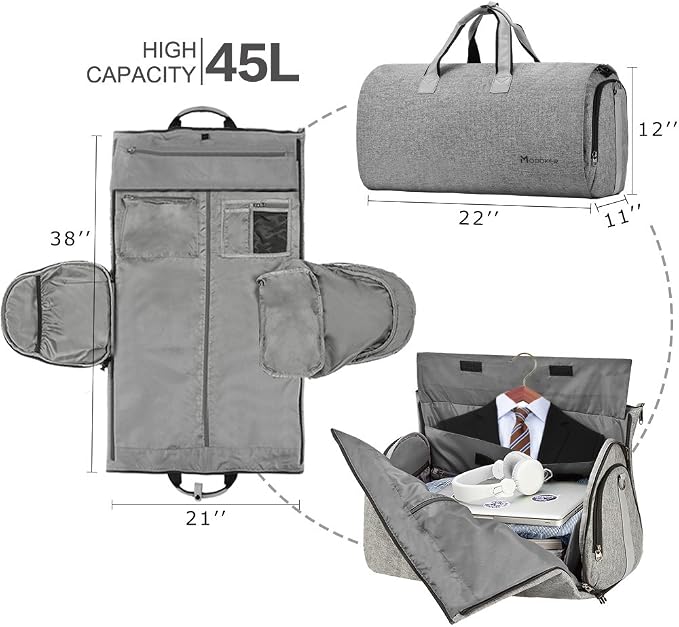 Modoker Convertible Garment Bag - 2 in 1 Hanging Suitcase Suit Travel Bags