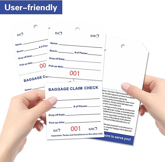 1000 Baggage Claim Check Tags