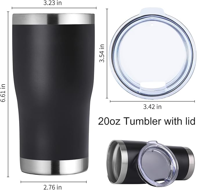 DOMICARE 20oz Tumbler with Lid Stainless Steel Tumblers Bulk, Double Wall