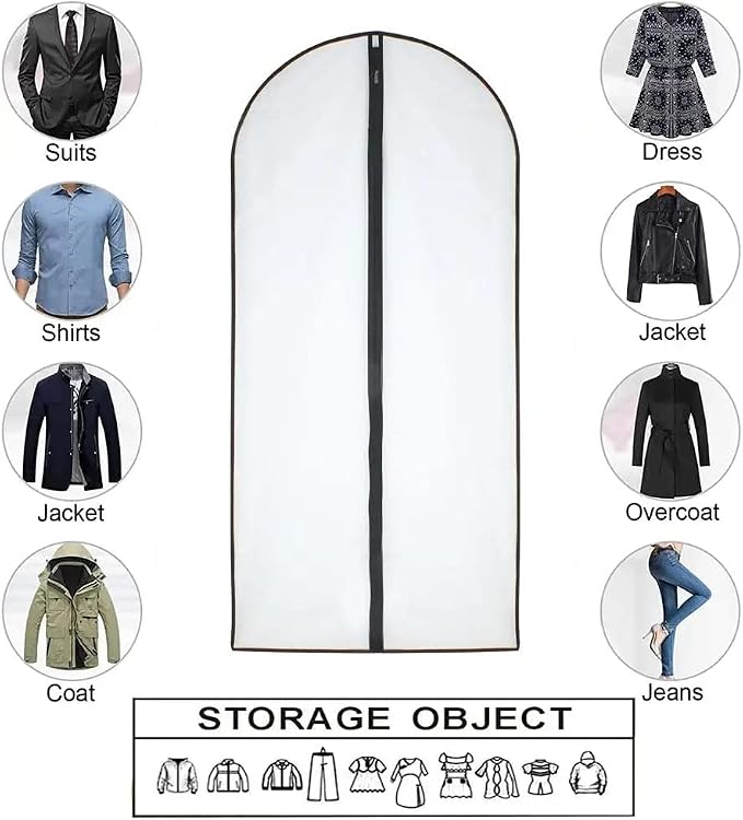 Garment Bags for Hanging Clothes 12 PCS Transparent Dress Bag for Traveling