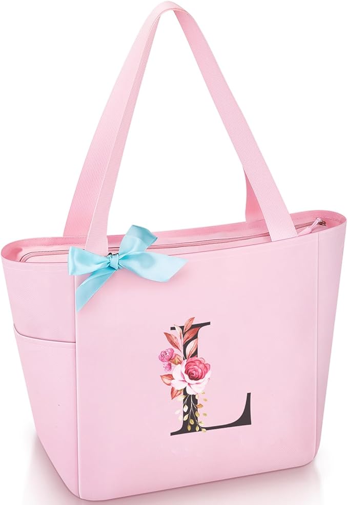 Vavabox Tote Bag, A-Z Initial Monogrammed Waterproof Tote Bag, Bridesmaid Gifts