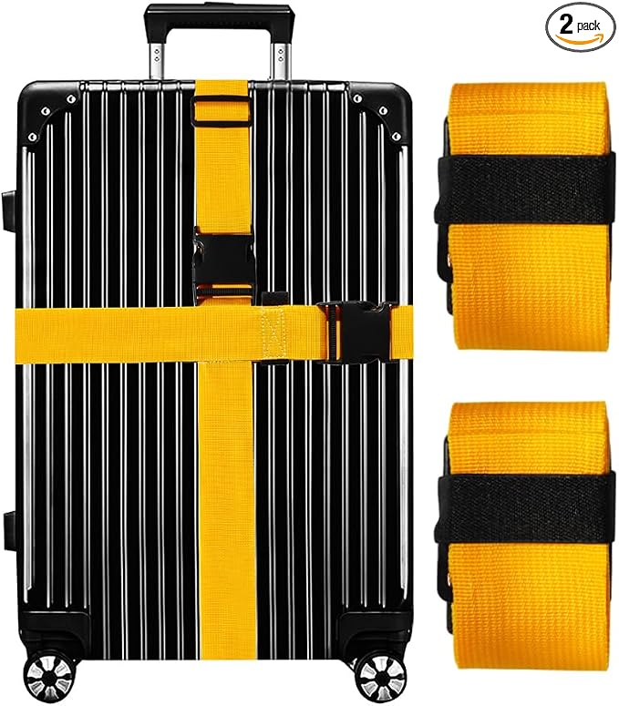 Luggage Straps for Suitcases TSA Approved-2 Pack Bright Personalized Luggage