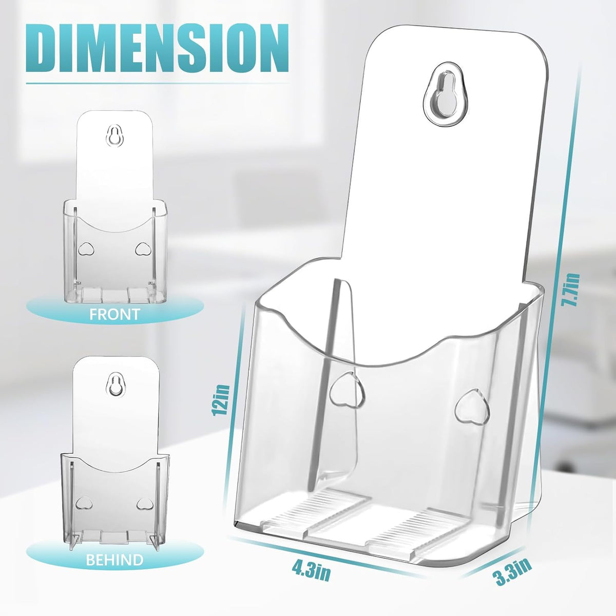 6 Pack Brochure Holder, 4x9 in Acrylic Brochure Display Stand, Clear Plastic Rack Card Trifold Pamphlet Flyer Holder,Countertop and Wall Mount Use