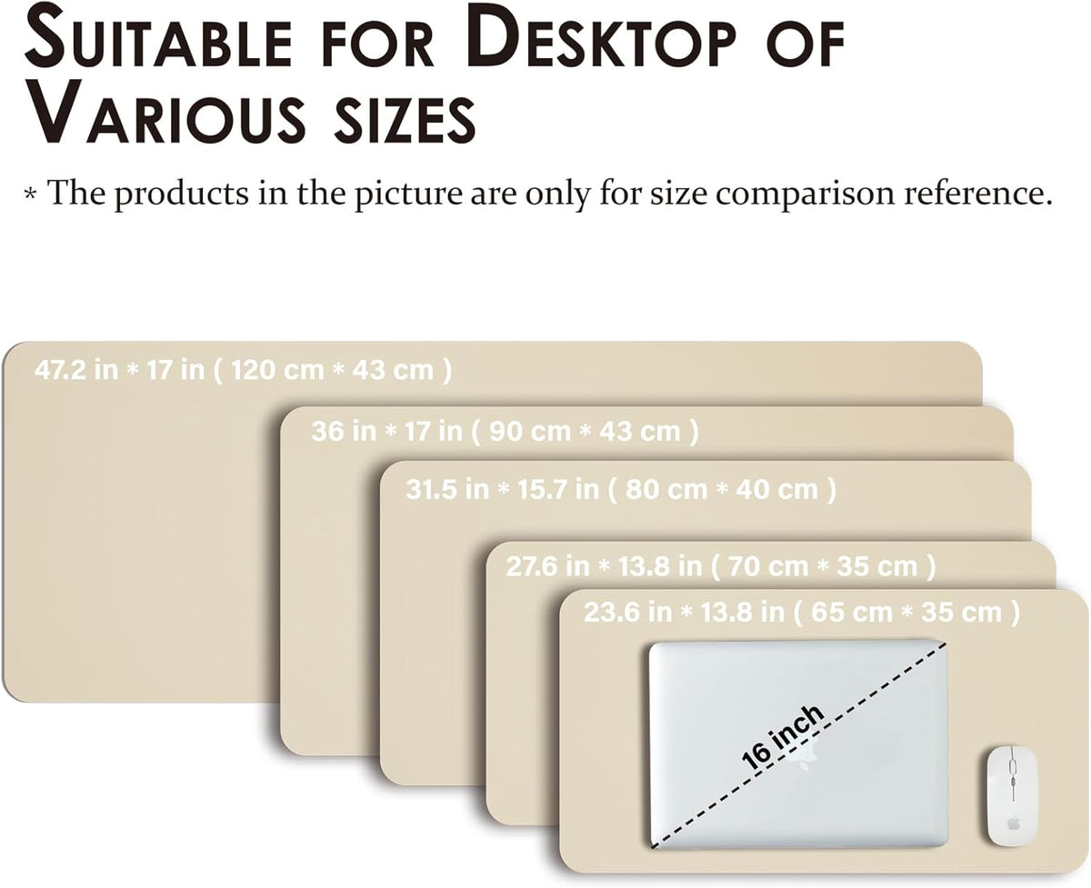 Leather Desk Mat - Non-Slip PU Desk Pad for Office and Home - Desk Organization and Accessories - Ideal for Large Mouse Pad and Desk Mats on Top of Desks (Beige,31.5"x 15.7")