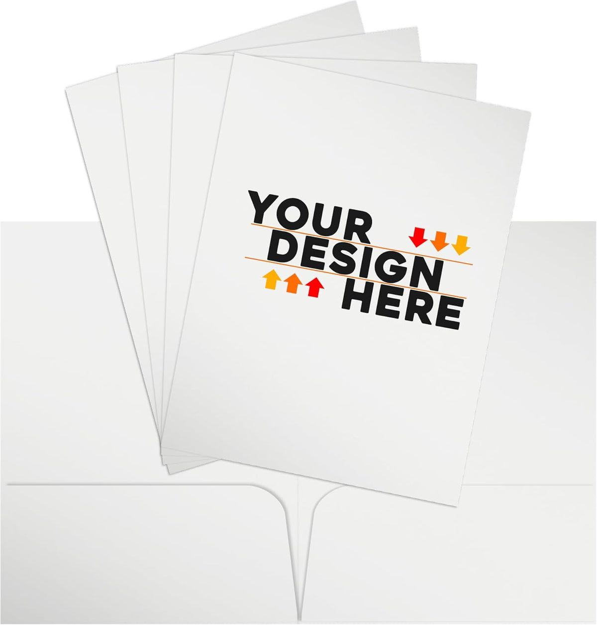 JAM PAPER Custom Printed Semi-Gloss Folders with Round Corner Pockets - Personalized Logo & Text - 10pt C2S - White - 100/Pack