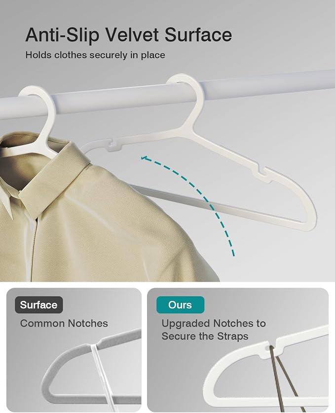30 Pack Clothes Hangers, Non Slip Plastic Coat Hangers, Space Saving Hangers