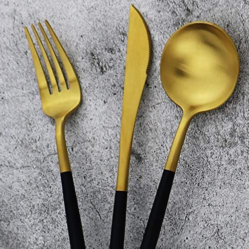 Gugrida 5-Piece 18/10 Stainless Steel Matte Gold Silverware Set, Kitchen