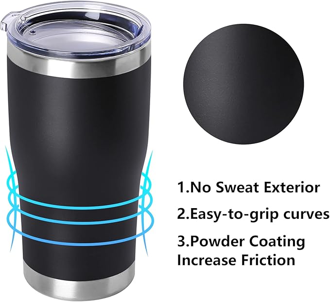 DOMICARE 20oz Tumbler with Lid Stainless Steel Tumblers Bulk, Double Wall