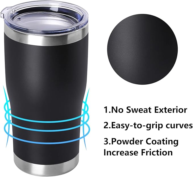 DOMICARE 20oz Tumbler with Lid Stainless Steel Tumblers Bulk, Double Wall