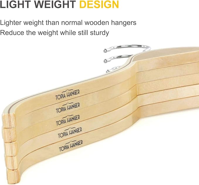 TOPIA HANGER Slim Natural Wood Hangers