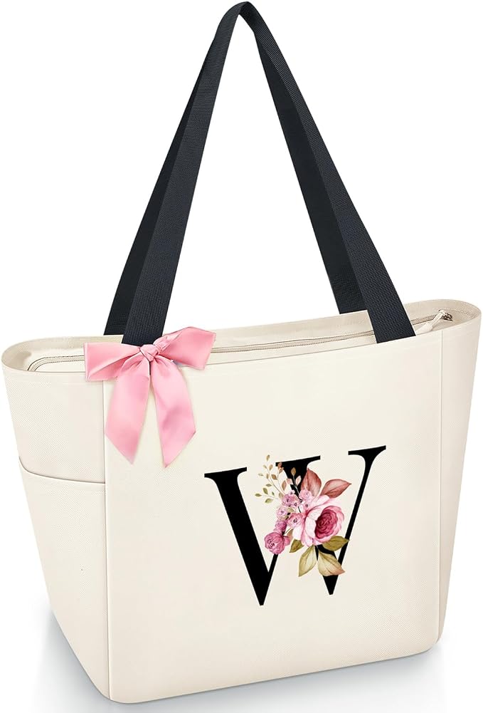 Vavabox Tote Bag, A-Z Initial Monogrammed Waterproof Tote Bag, Bridesmaid Gifts