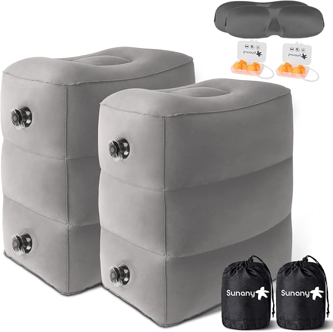 Sunany Inflatable Travel Foot Rest Pillow, Airplane Bed