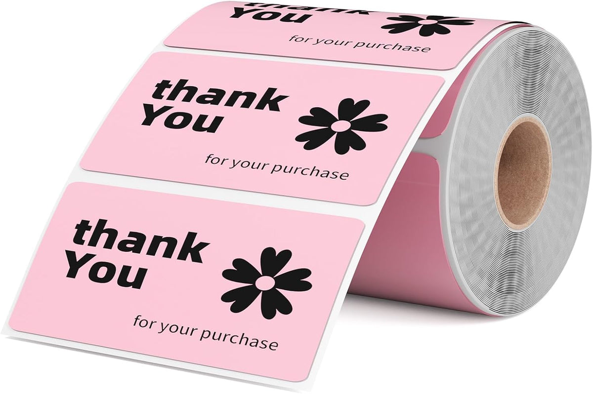2.25x1.25 Inch Thermal Labels Pink, Holographic Sliver Barcode Thermal Labels for Thermal Printer and Small Business, Multi-Purpose Rectangle Stickers, 500 Sheets/Roll
