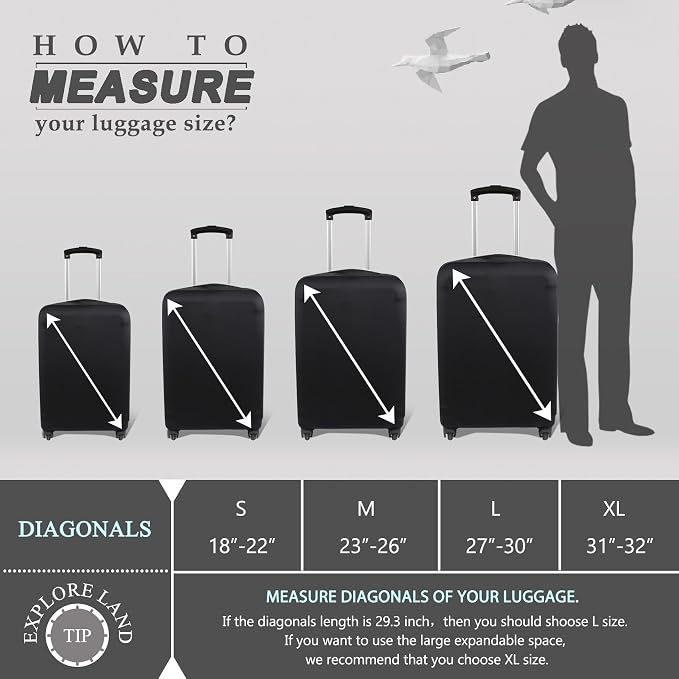 Explore Land Travel Luggage Cover Suitcase Protector Fits 23-26 Inch Case