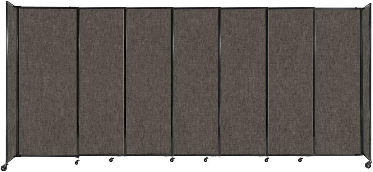 Versare Straightwall Sliding Portable Wall Partition | Freestanding Office Dividers | Locking Wheels | Temporary Room Separator | 15'6" Wide x 6'10" Tall Mocha Fabric Panels