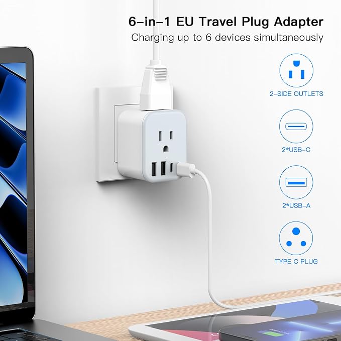 US to India Travel Plug Adapter, Foldable India Power Adapter