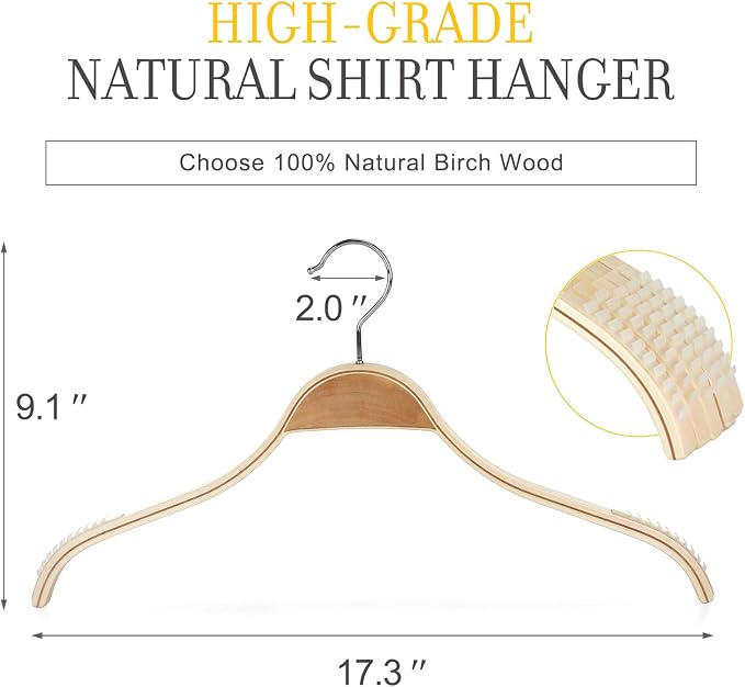 TOPIA HANGER Slim Natural Wood Hangers