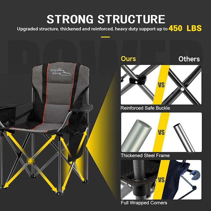 FAIR WIND 2 Pack Oversized Fully Padded Camping Chair