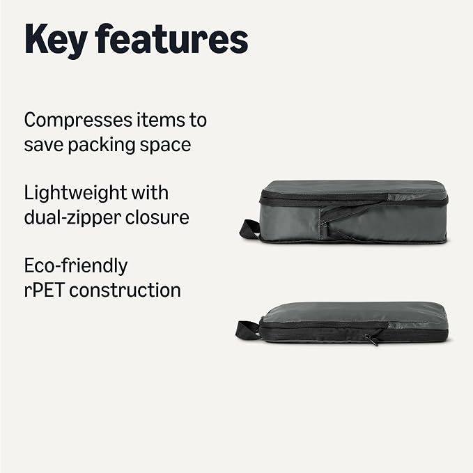 Amazon Essentials Ultralight Compression Packing Cubes Packing Organizer Grey