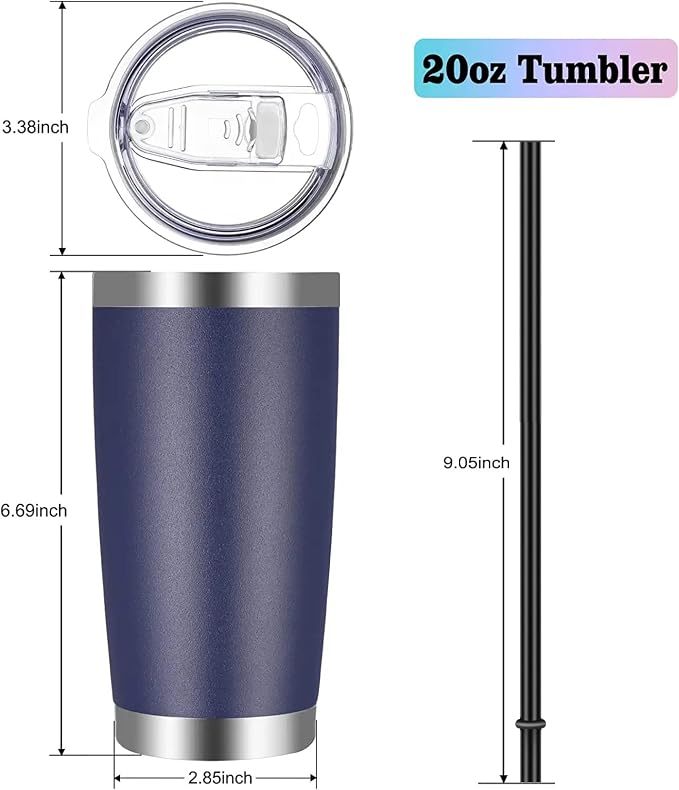 VEGOND 20oz Tumbler with Lid and Straw Stainless Steel Tumbler Cup Bulk Vacuum