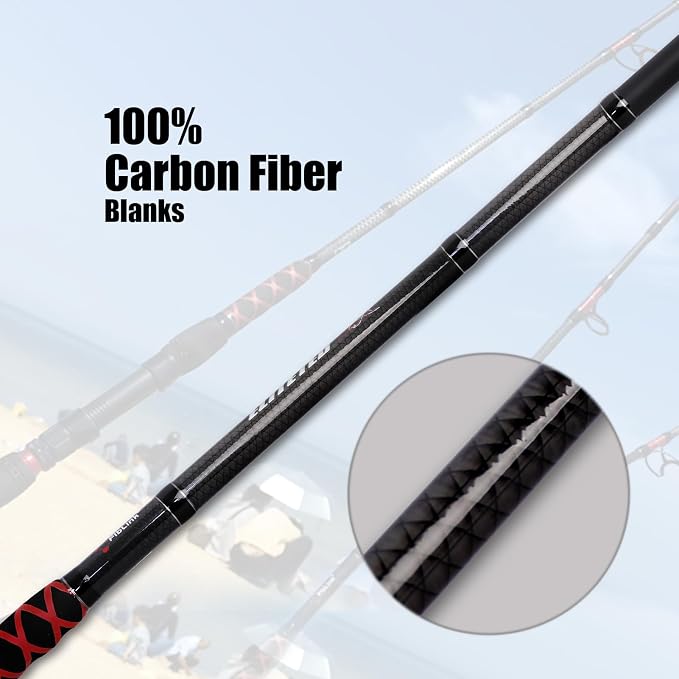 Fiblink Surf Spinning Fishing Rod 2-Piece/3-Piece Carbon Fiber Travel Fishing