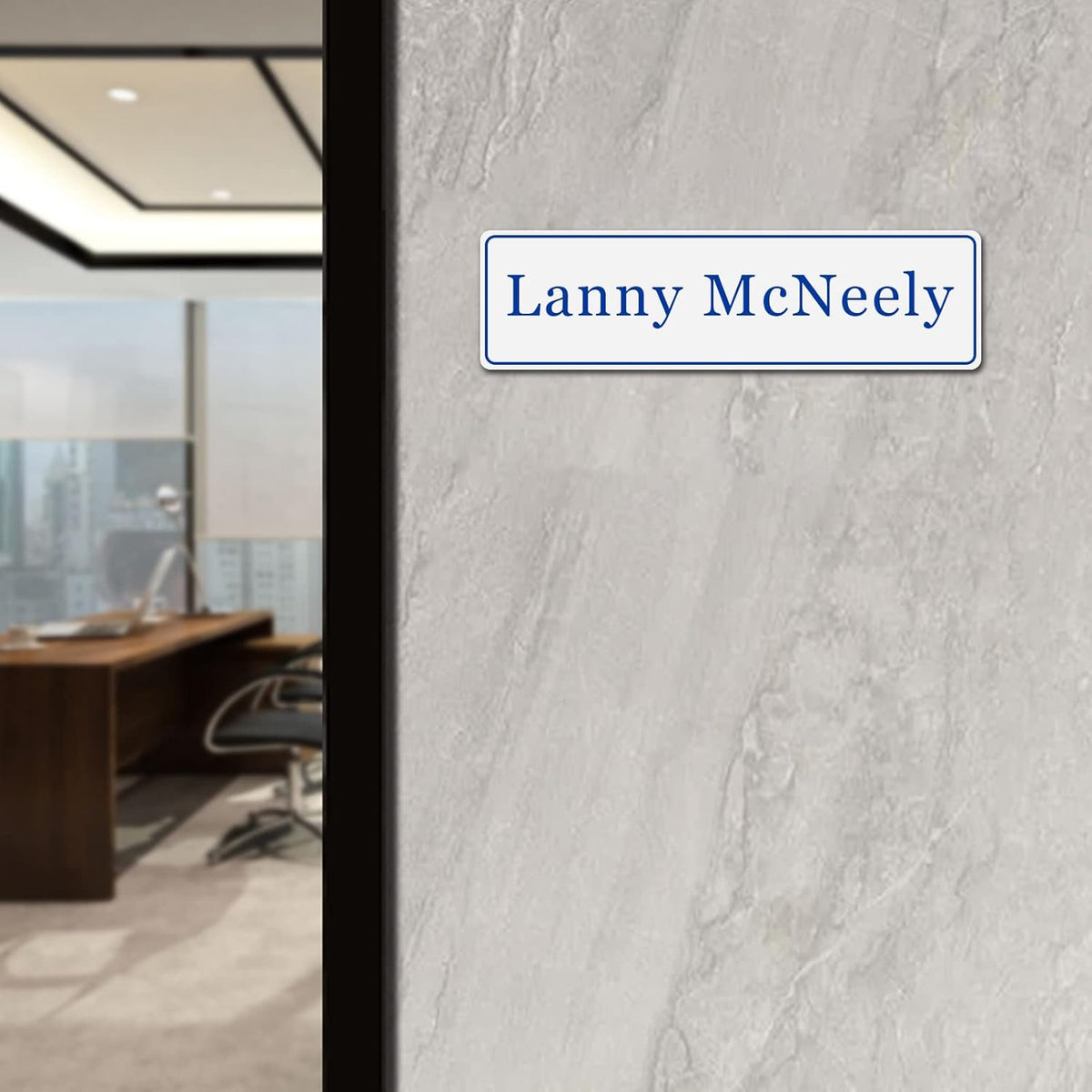 Custom Office Engraved Name Plate, Personalized Elegant Name Plates for Door or Wall Sign, Door Name Plate with Adhesive, Laser Engraving, 10 Colors Available (2.5" x 10")