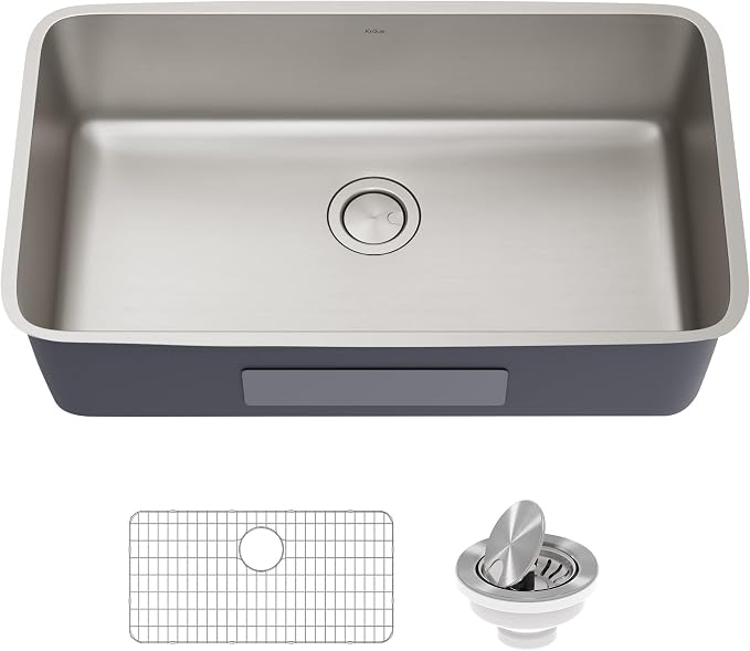 KRAUS Dex 33-inch Undermount 16 Gauge Stainless Steel Single Bowl Kitchen Sink