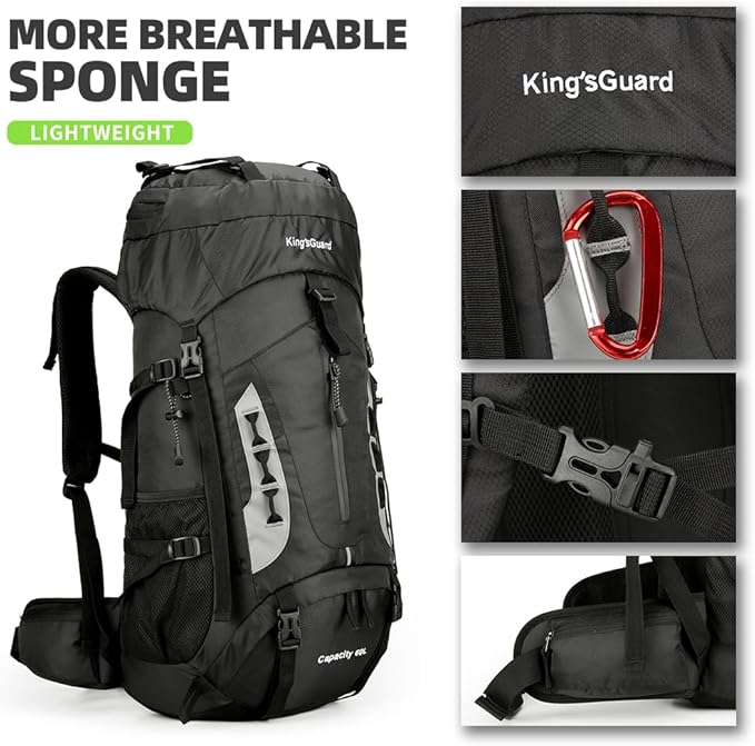 King'sGuard 60L Hiking Backpack Lightweight Camping Backpack