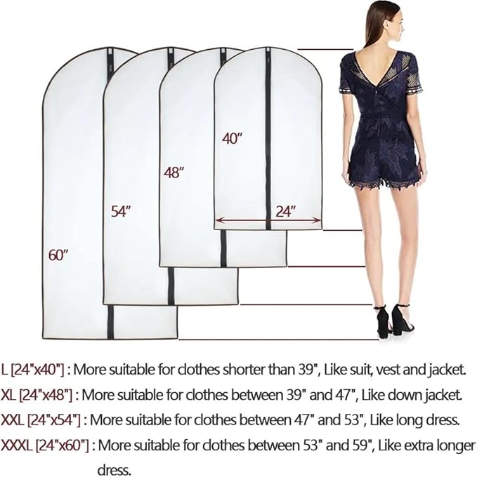 Garment Bags for Hanging Clothes 12 PCS Transparent Waterproof Dustproof