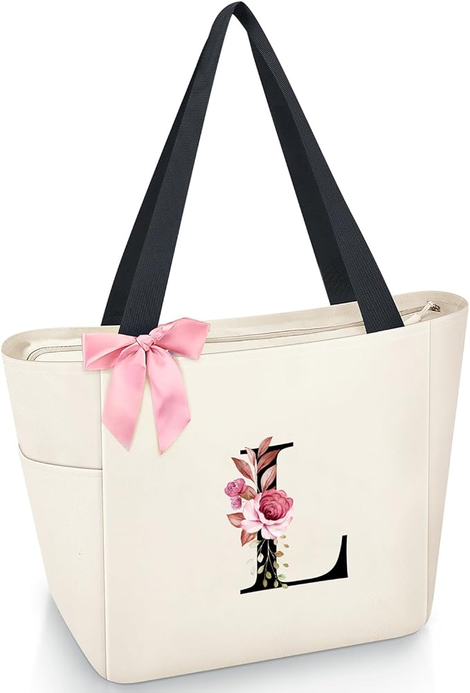 Vavabox Tote Bag, A-Z Initial Monogrammed Waterproof Tote Bag, Bridesmaid Gifts