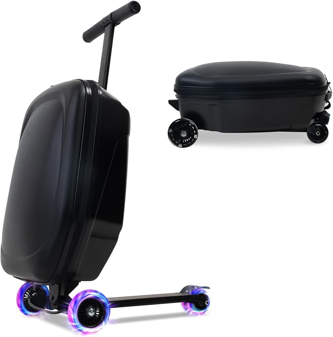 20" Scooter Suitcase for Kids, 2-in-1 Ride On Luggage