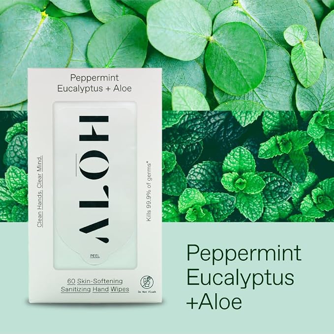 ALŌH Peppermint Eucalyptus + Aloe Sanitizing Hand Wipes