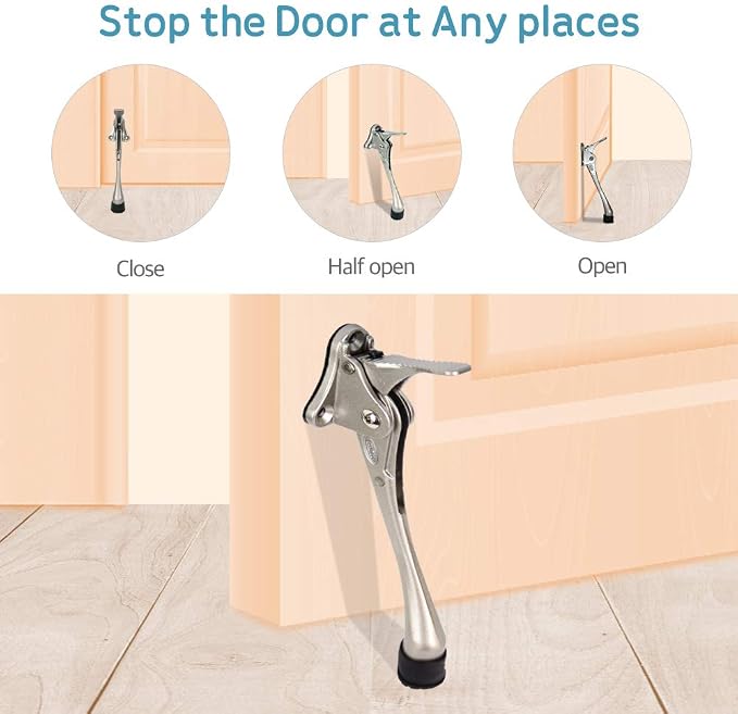 Door Stopper, One-Touch semi-Automatic Metal Door Stopper,