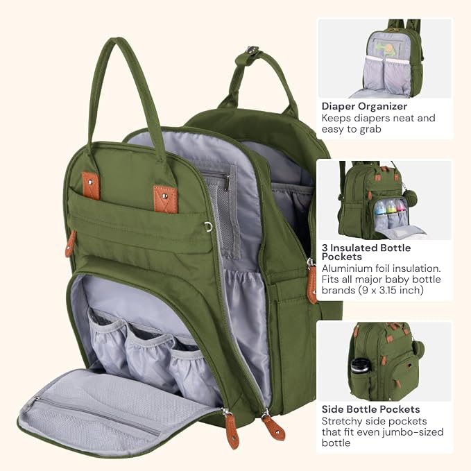 BabbleRoo Extra Large Diaper Bag Backpack, Expandable Baby Bag