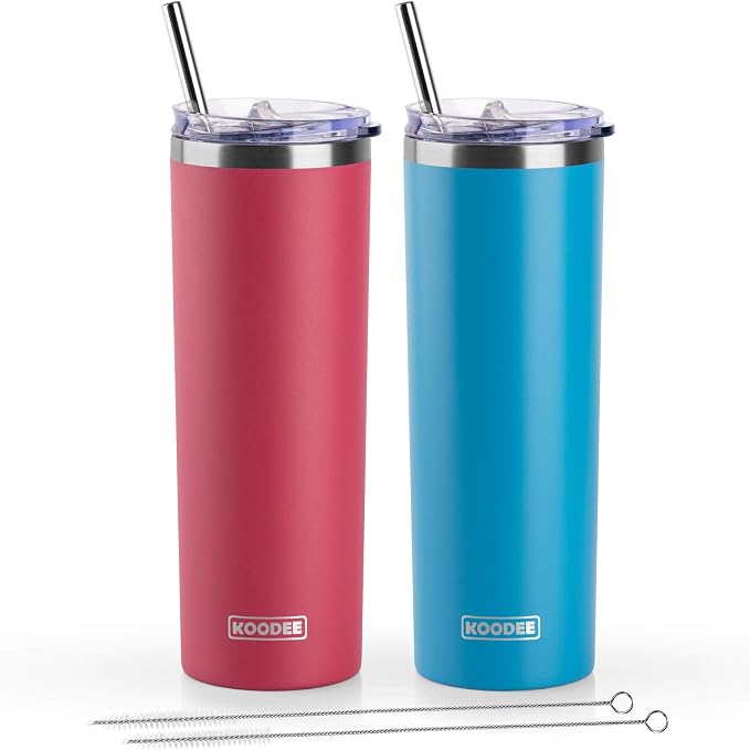 koodee 20 oz Skinny Tumbler Stainless Steel Double Wall Insulated Water Tumbler